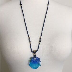 Chinese blue glass necklace